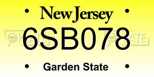 6SB078 New Jersey License Plate