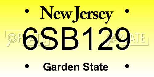 6SB129 New Jersey License Plate