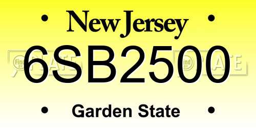 6SB2500 New Jersey License Plate