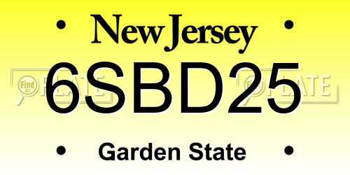 6SBD25 New Jersey License Plate