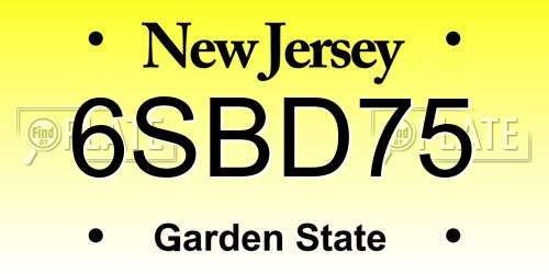6SBD75 New Jersey License Plate