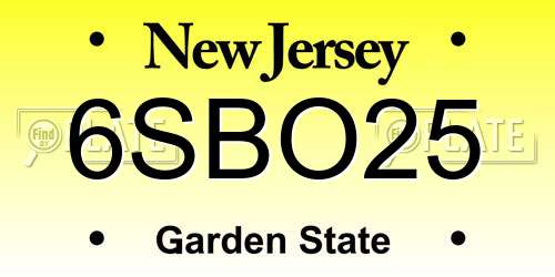 6SBO25 New Jersey License Plate