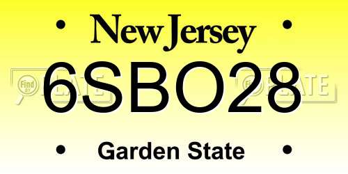 6SBO28 New Jersey License Plate