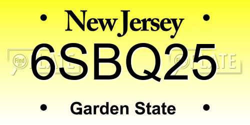 6SBQ25 New Jersey License Plate