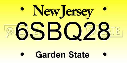 6SBQ28 New Jersey License Plate