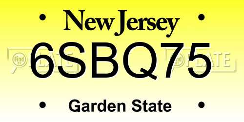 6SBQ75 New Jersey License Plate