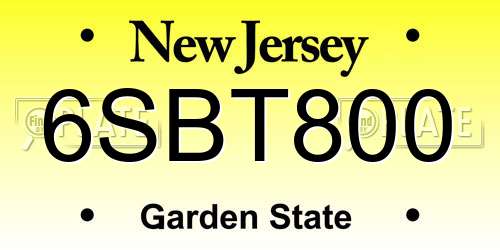 6SBT800 New Jersey License Plate