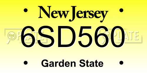 6SD560 New Jersey License Plate