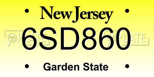 6SD860 New Jersey License Plate