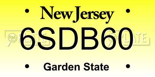 6SDB60 New Jersey License Plate