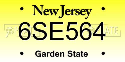 6SE564 New Jersey License Plate