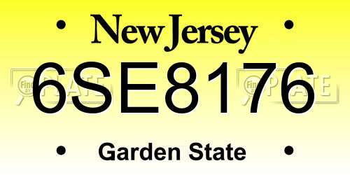 6SE8176 New Jersey License Plate