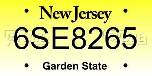 6SE8265 New Jersey License Plate