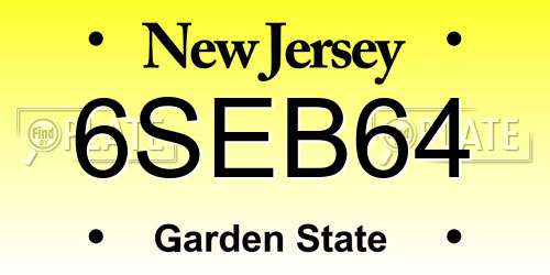 6SEB64 New Jersey License Plate