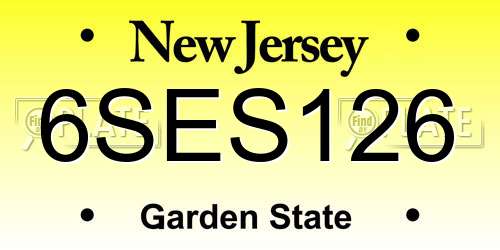 6SES126 New Jersey License Plate