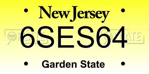 6SES64 New Jersey License Plate