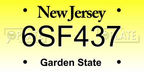 6SF437 New Jersey License Plate