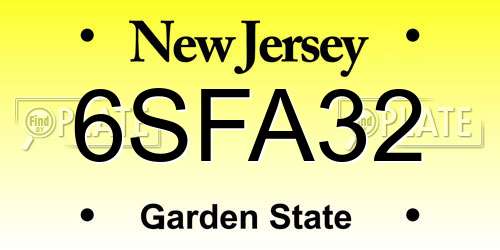 6SFA32 New Jersey License Plate