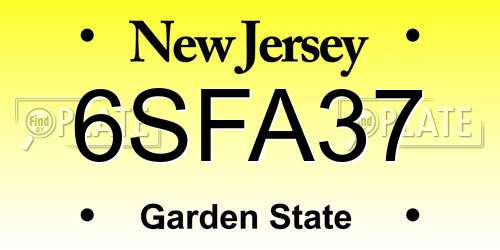 6SFA37 New Jersey License Plate