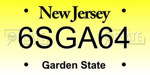 6SGA64 New Jersey License Plate