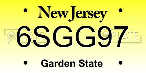 6SGG97 New Jersey License Plate