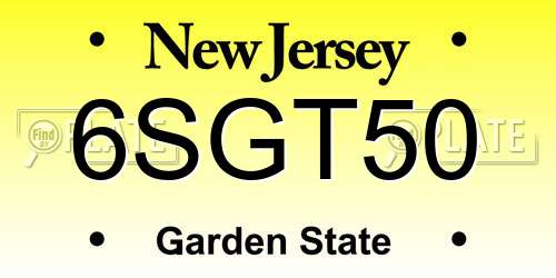 6SGT50 New Jersey License Plate