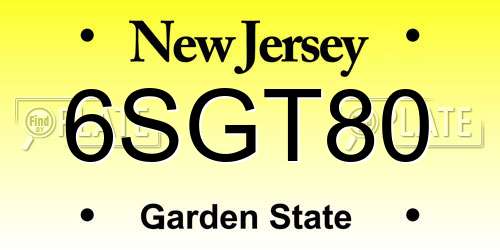 6SGT80 New Jersey License Plate