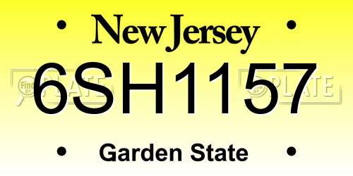 6SH1157 New Jersey License Plate