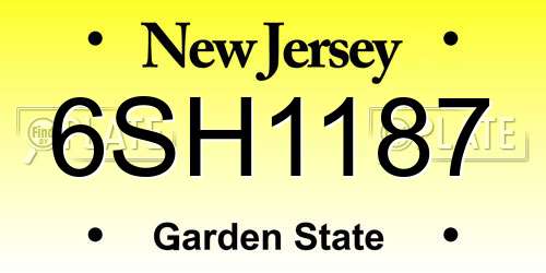 6SH1187 New Jersey License Plate