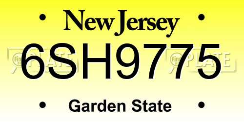 6SH9775 New Jersey License Plate