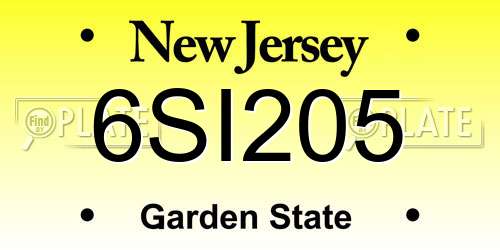 6SI205 New Jersey License Plate