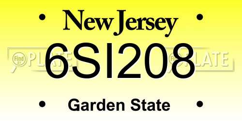 6SI208 New Jersey License Plate
