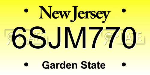 6SJM770 New Jersey License Plate