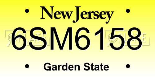 6SM6158 New Jersey License Plate