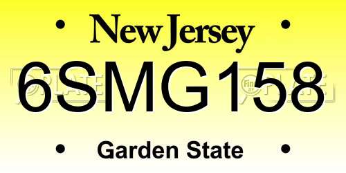 6SMG158 New Jersey License Plate