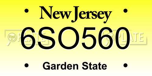 6SO560 New Jersey License Plate