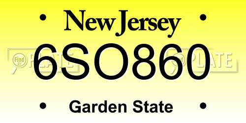 6SO860 New Jersey License Plate