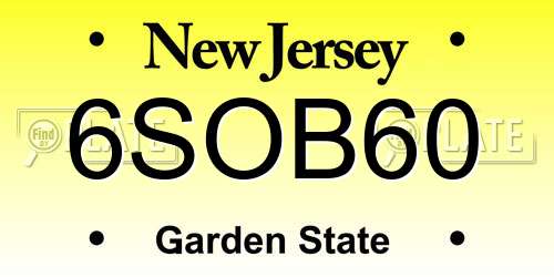 6SOB60 New Jersey License Plate