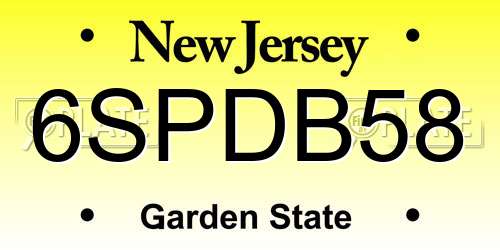 6SPDB58 New Jersey License Plate