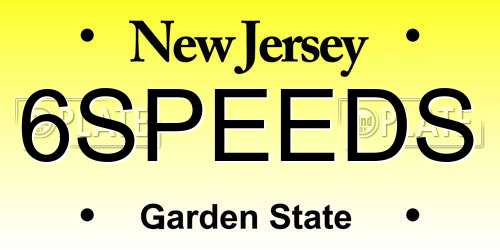 6SPEEDS New Jersey License Plate