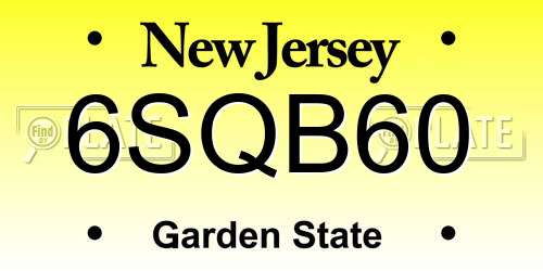6SQB60 New Jersey License Plate