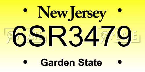 6SR3479 New Jersey License Plate
