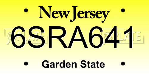 6SRA641 New Jersey License Plate