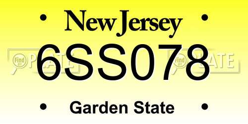 6SS078 New Jersey License Plate