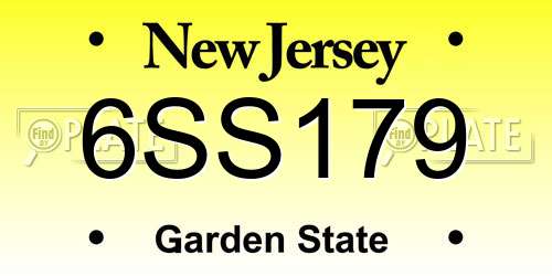 6SS179 New Jersey License Plate