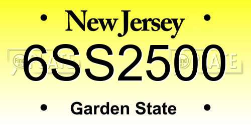 6SS2500 New Jersey License Plate