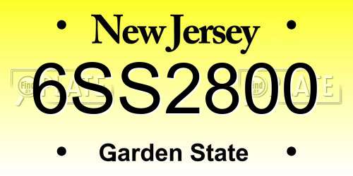 6SS2800 New Jersey License Plate