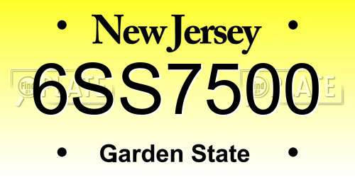 6SS7500 New Jersey License Plate
