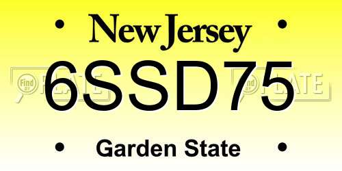 6SSD75 New Jersey License Plate