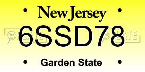 6SSD78 New Jersey License Plate